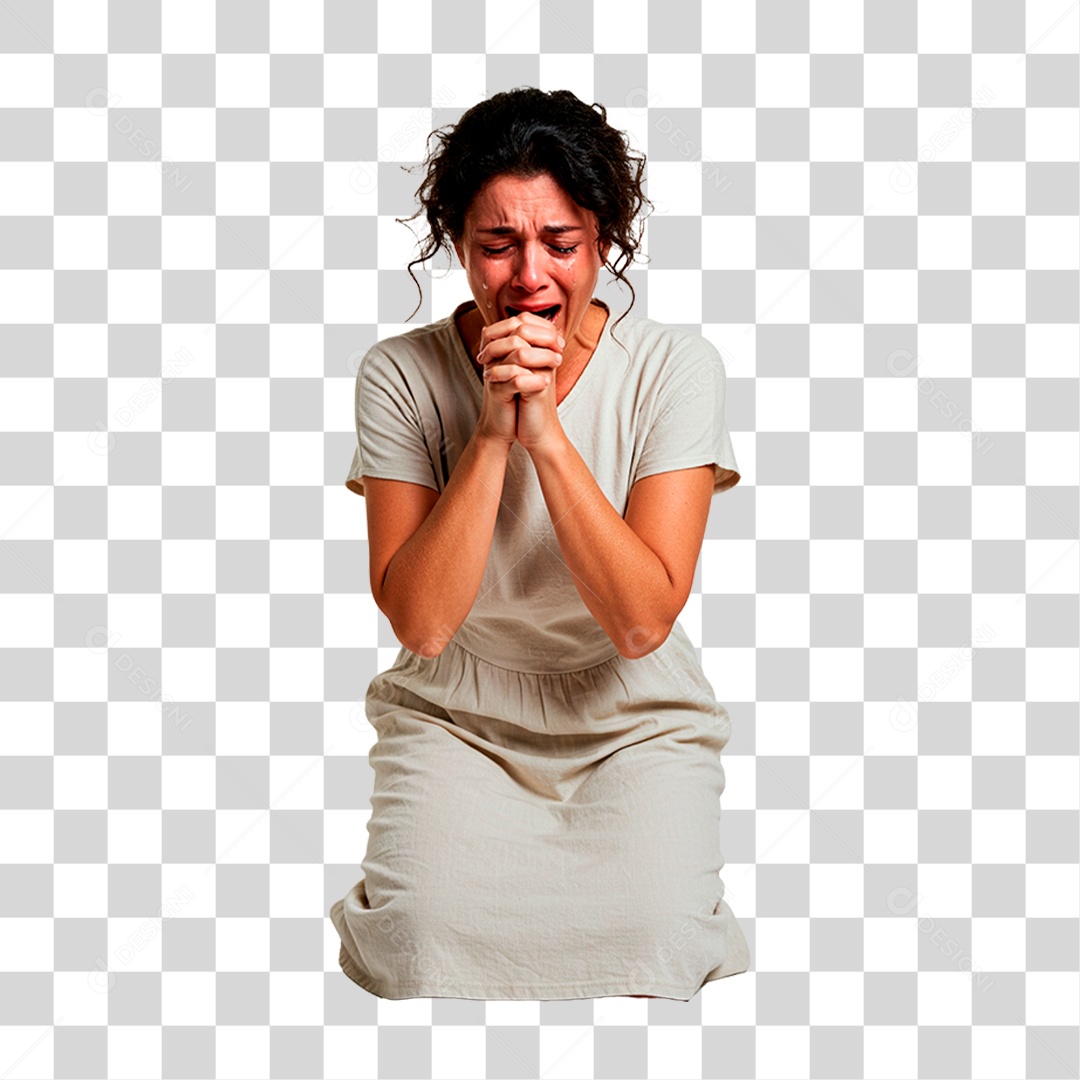 Mulher de Joelho PNG Transparente