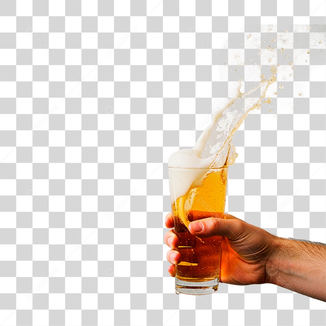 Mão Segurando Copo Cerveja PNG Transparente