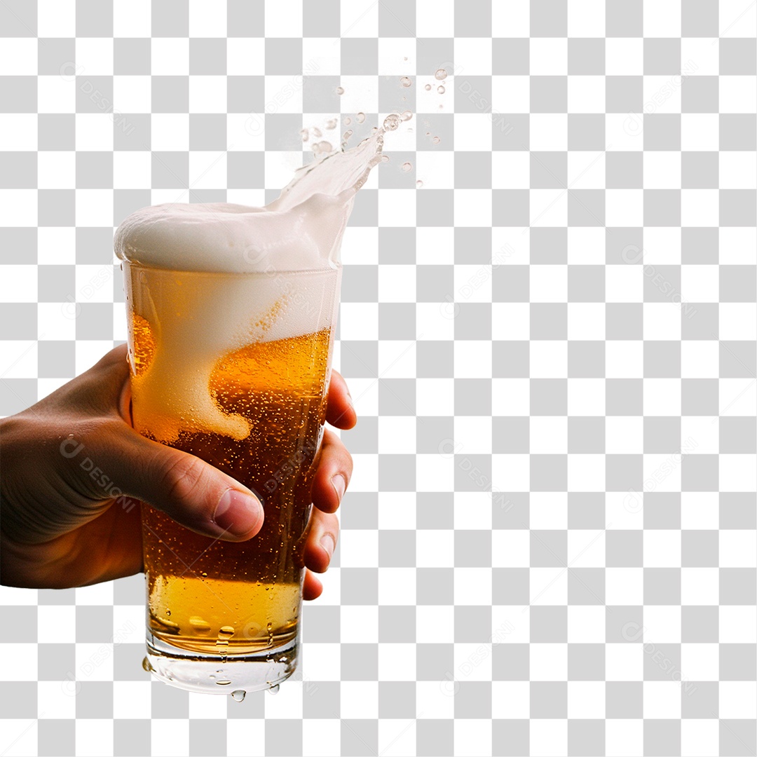 Mão Segurando Copo Cerveja PNG Transparente