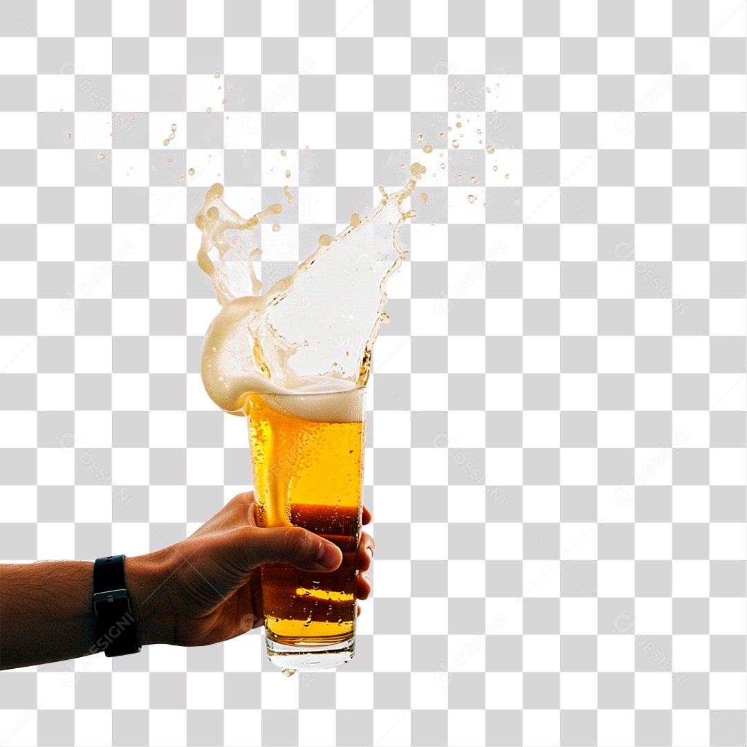 Mão Segurando Copo de Cerveja PNG Transparente