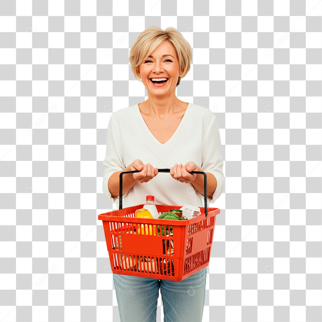 Mulher Segurando Cesta Verdura PNG Transparente