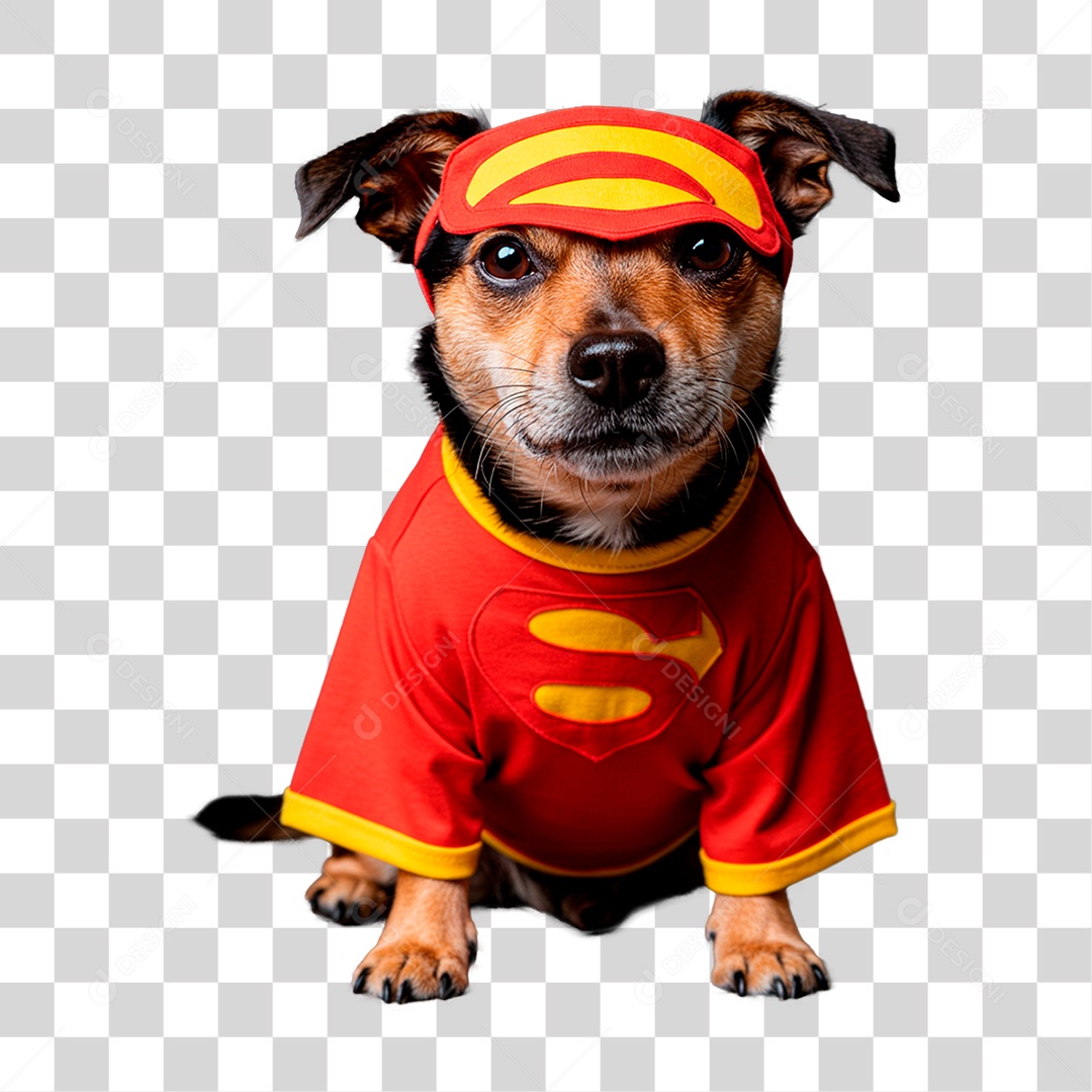 Cachorro com Roupa de Super Herói PNG Transparente