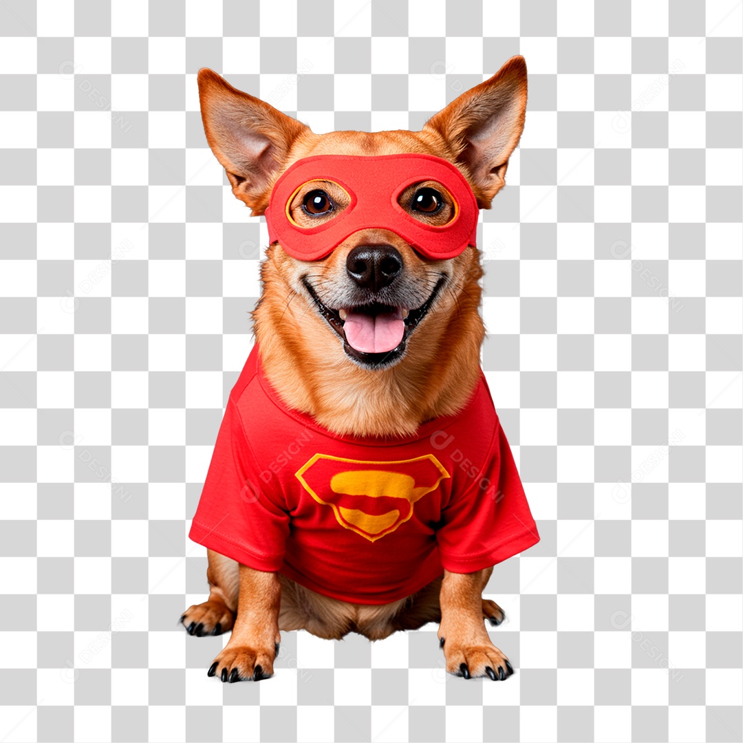 Cachorro com Roupa de Super Herói  PNG Transparente