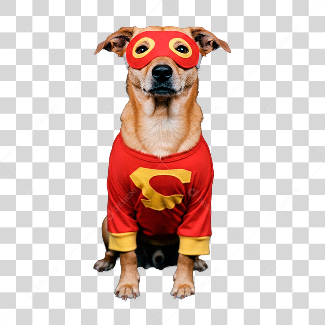 Cachorro com Roupa de Super Herói PNG Transparente