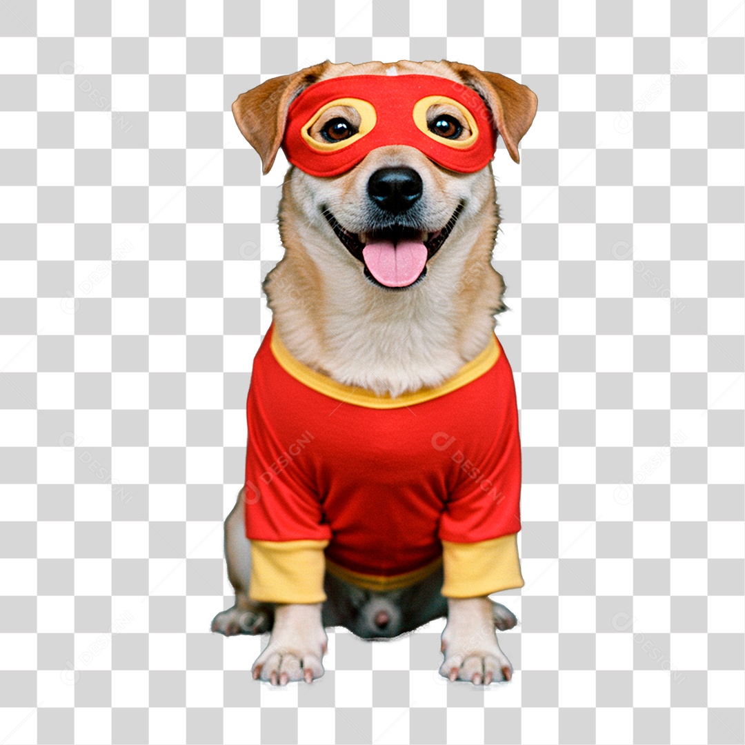 Cachorro com Roupa de Super Herói PNG Transparente