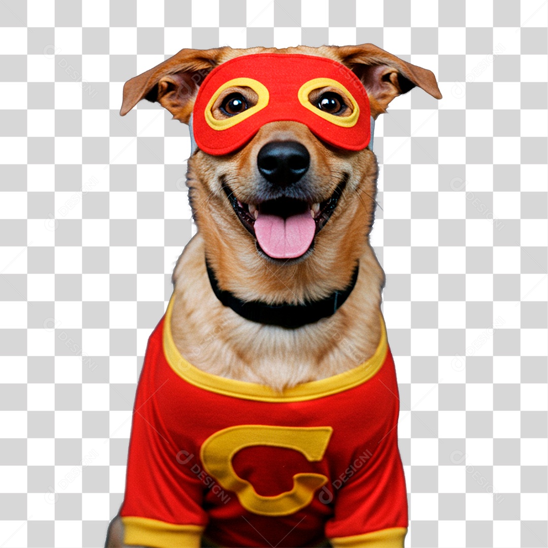 Cachorro com Roupa de Super Herói PNG Transparente