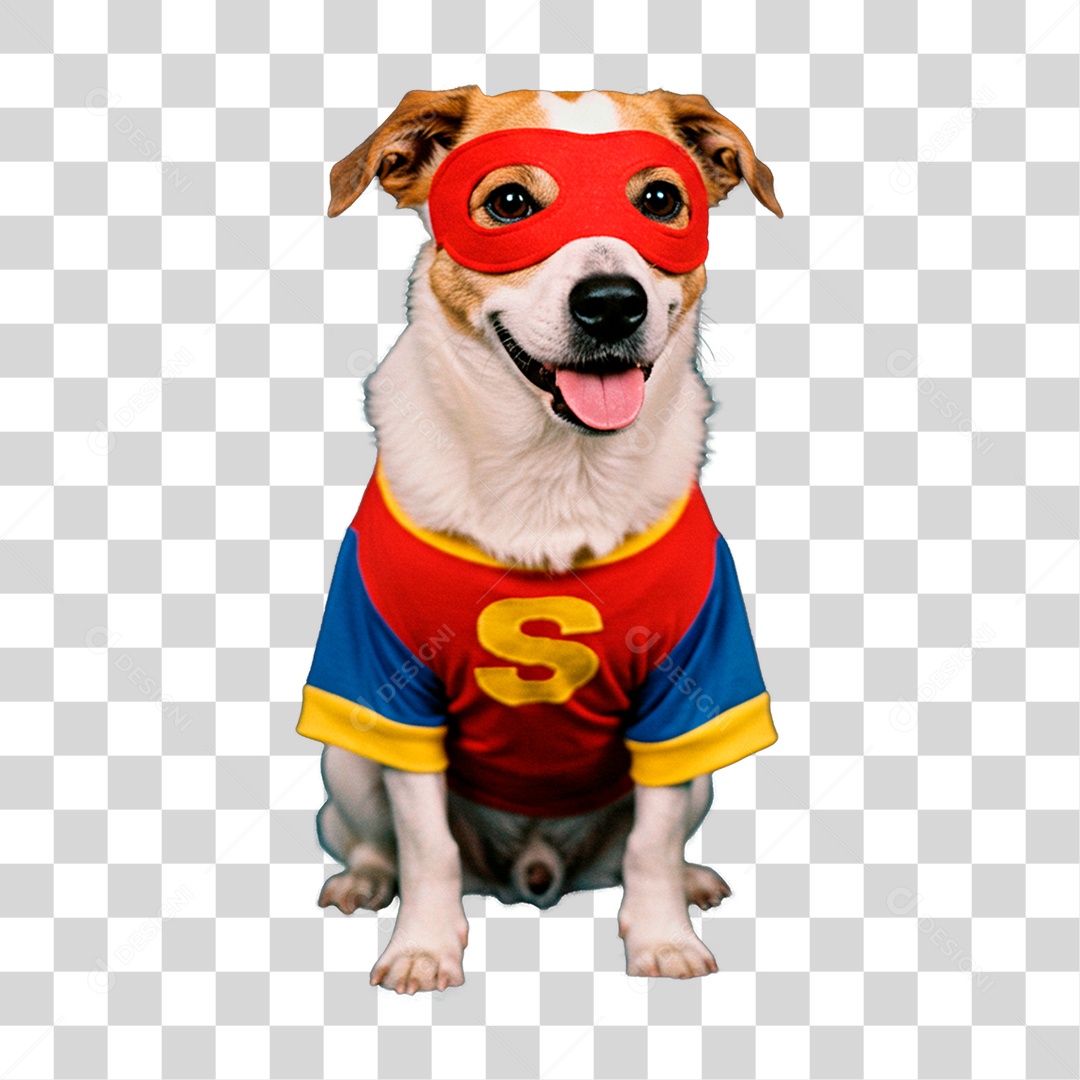 Cachorro com Roupa de Super Herói PNG Transparente