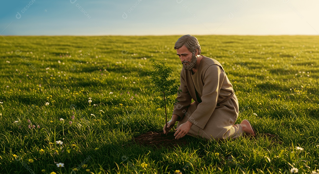 Retrato semelhante de discípulo sobre campo