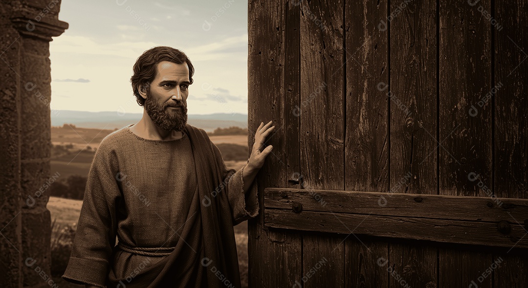 Retrato semelhante de discípulo sobre montes