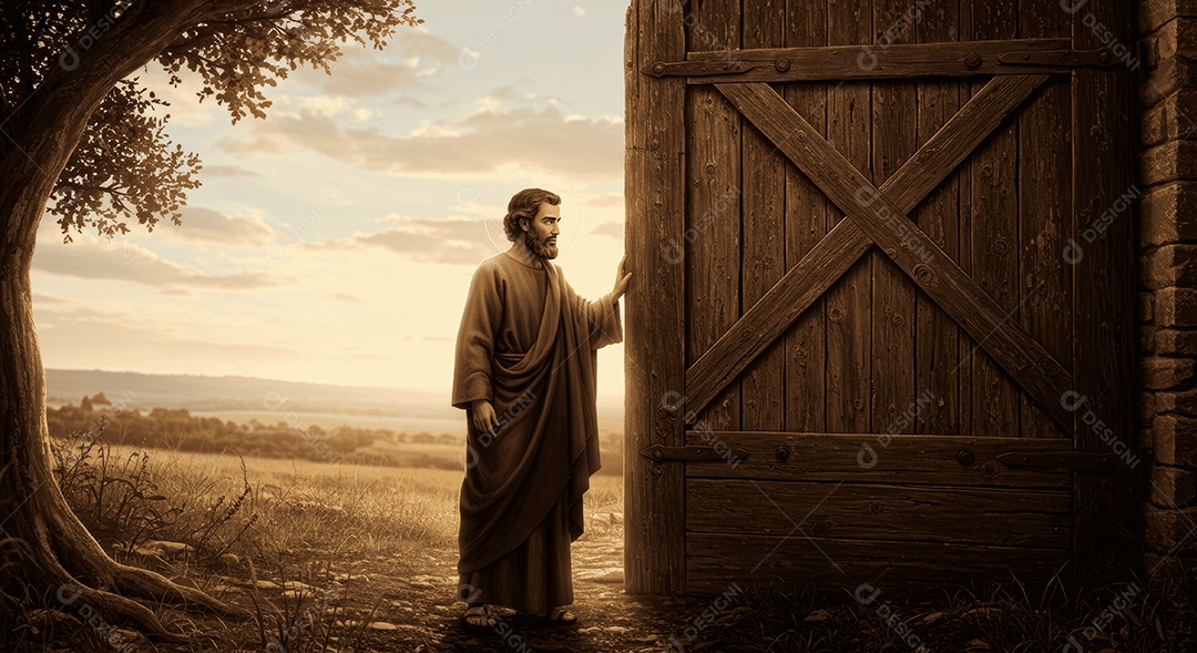 Retrato semelhante de discípulo sobre montes