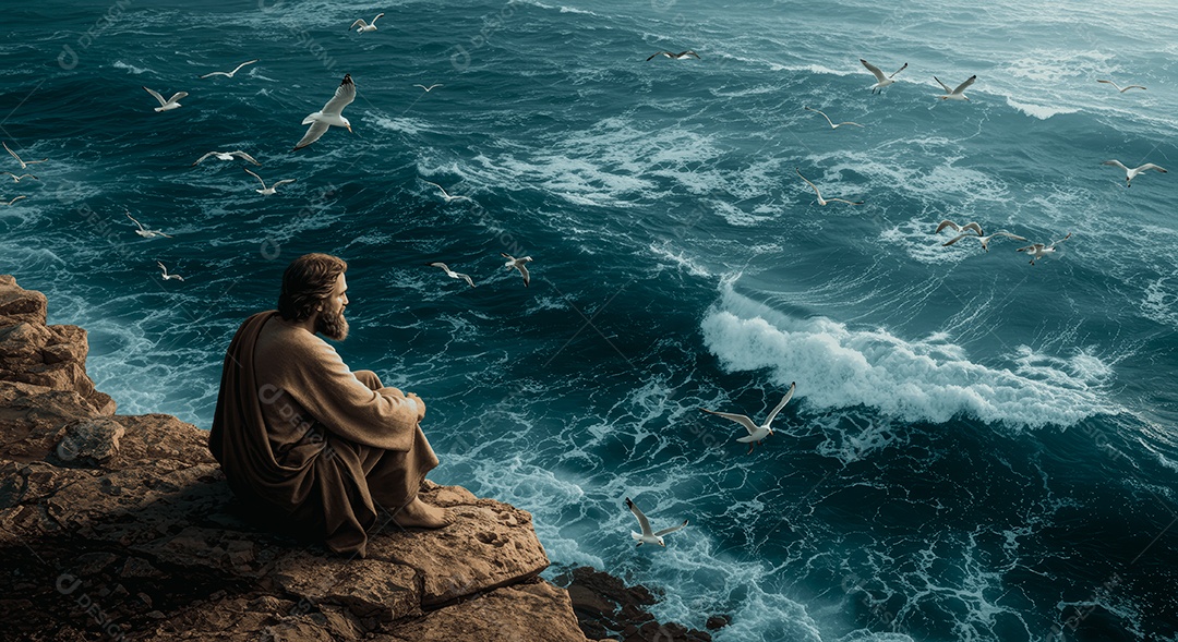 Retrato semelhante de discípulo sobre montes