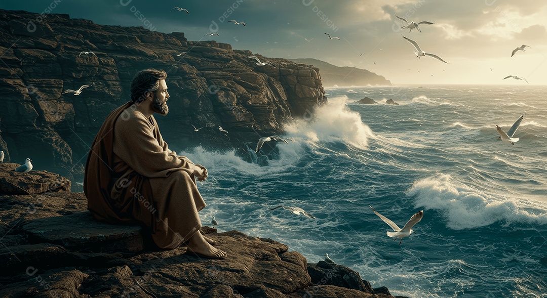 Retrato semelhante de discípulo sobre montes