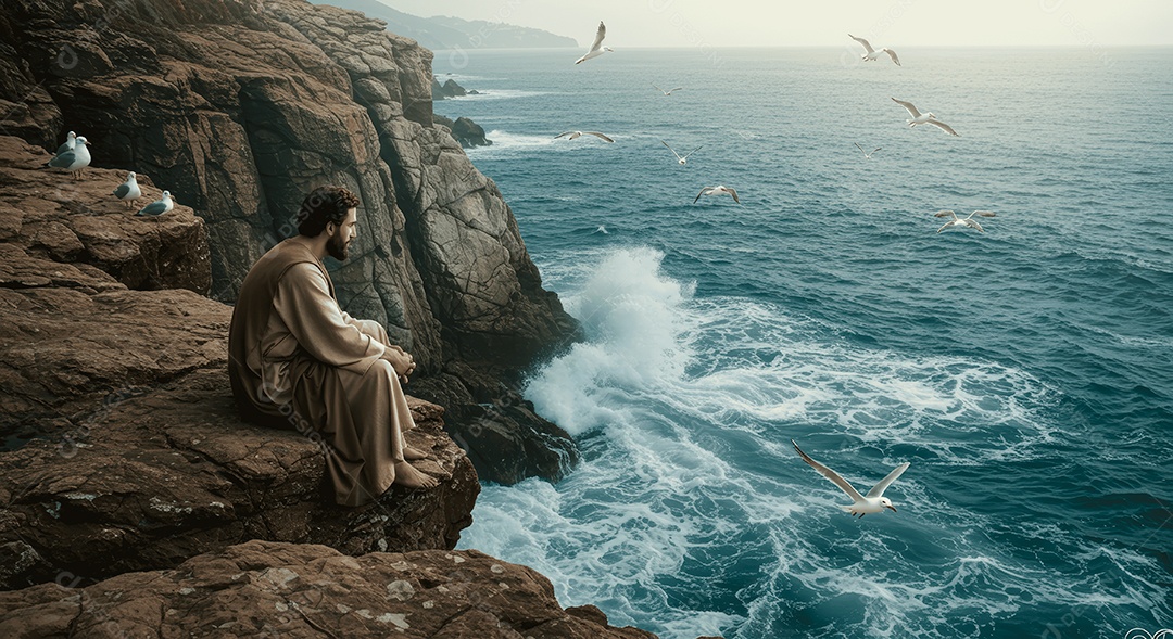 Retrato semelhante de discípulo sobre montes