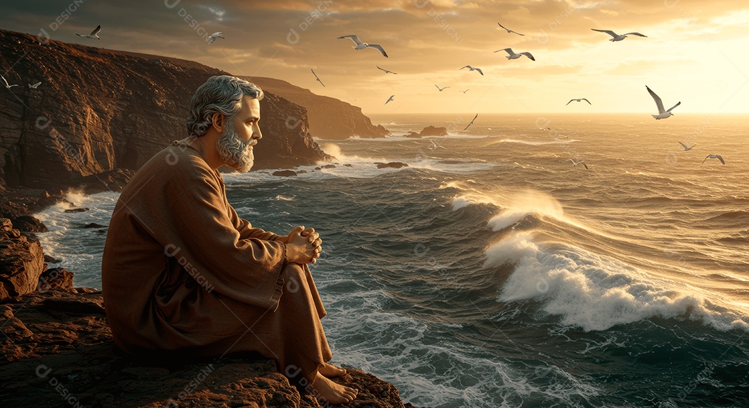 Retrato semelhante de discípulo sobre montes