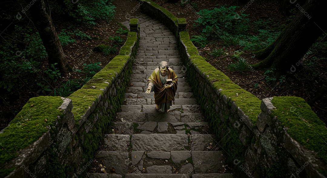 Retrato semelhante de discípulo sobre montes