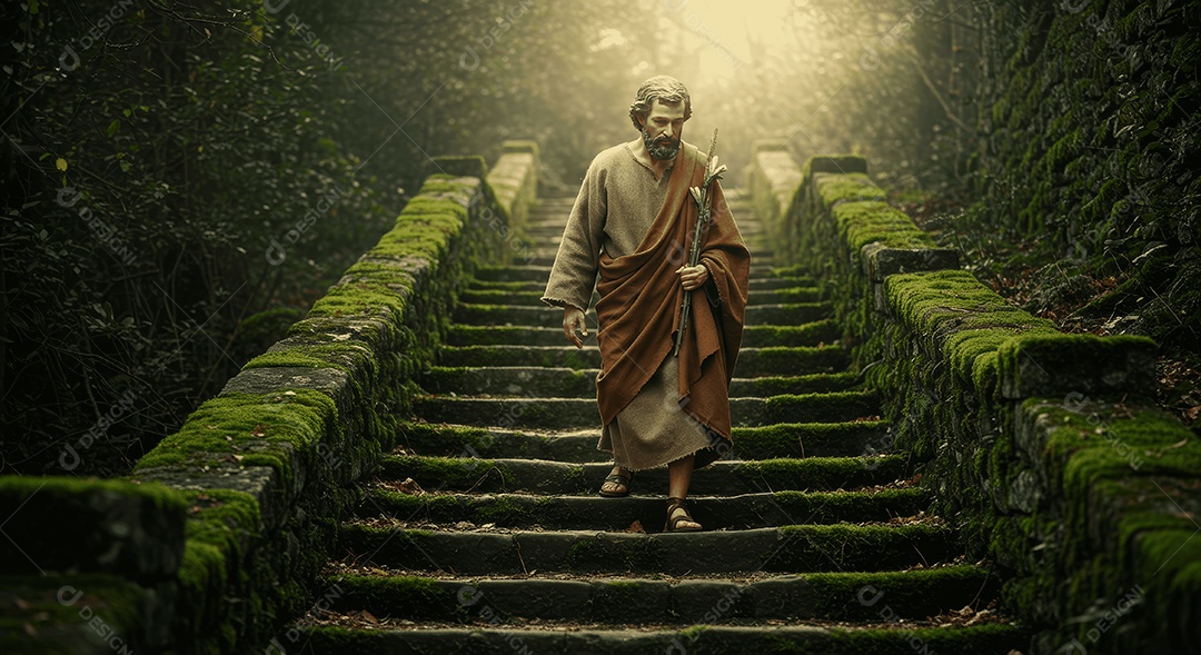 Retrato semelhante de discípulo sobre montes