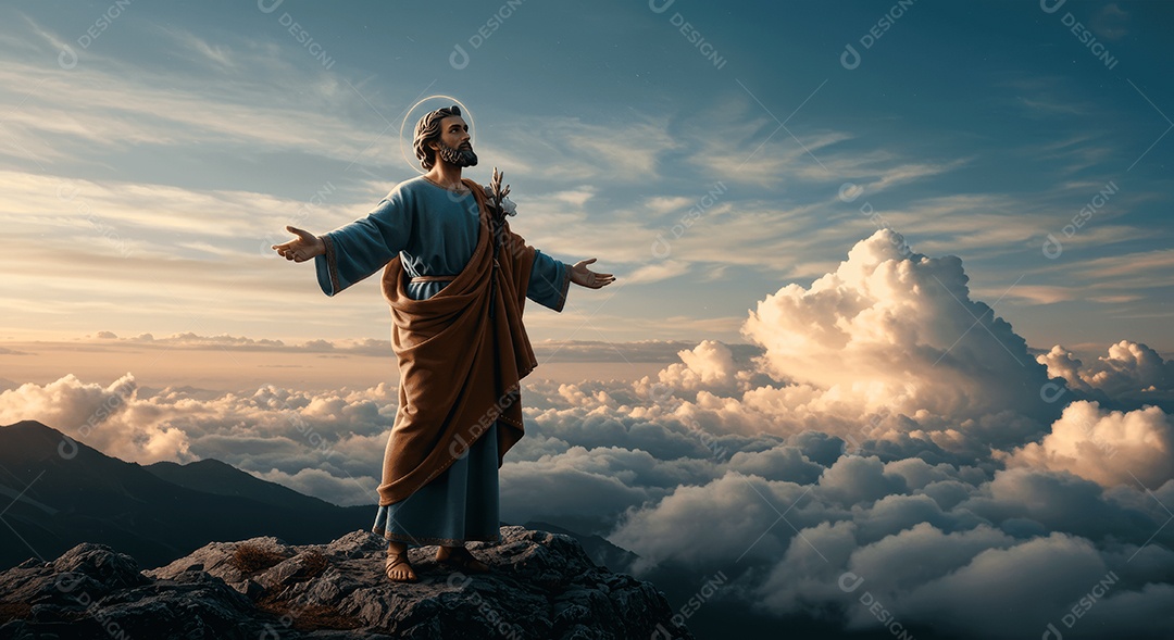 Retrato semelhante de discípulo sobre montes