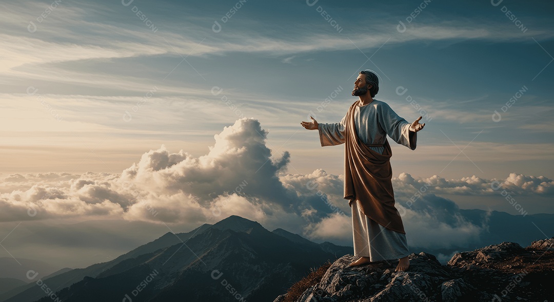 Retrato semelhante de discípulo sobre montes