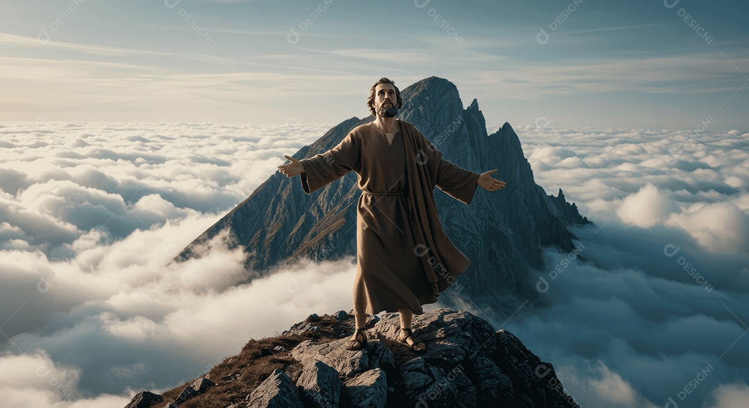 Retrato semelhante de discípulo sobre montes