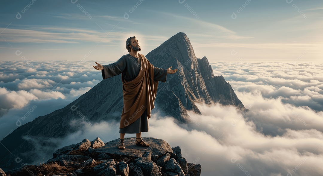 Retrato semelhante de discípulo sobre montes