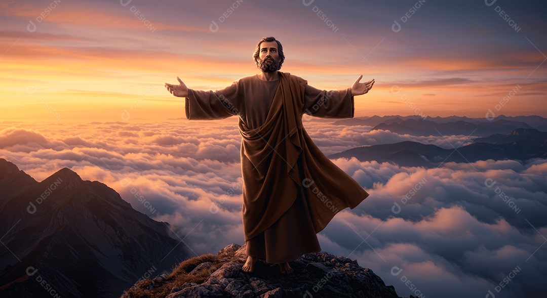 Retrato semelhante de discípulo sobre montes