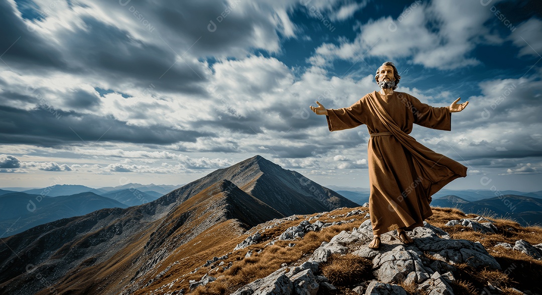Retrato semelhante de discípulo sobre montes