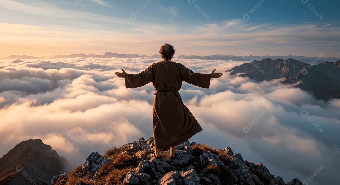 Retrato semelhante de discípulo sobre montes