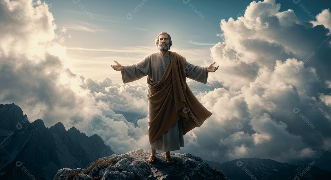 Retrato semelhante de discípulo sobre montes