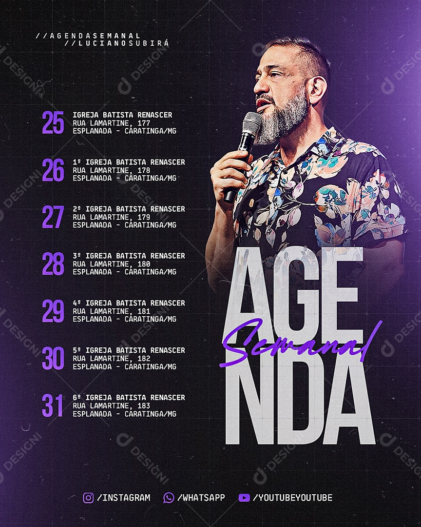 Gospel Agenda Da Semana Social Media PSD Editável