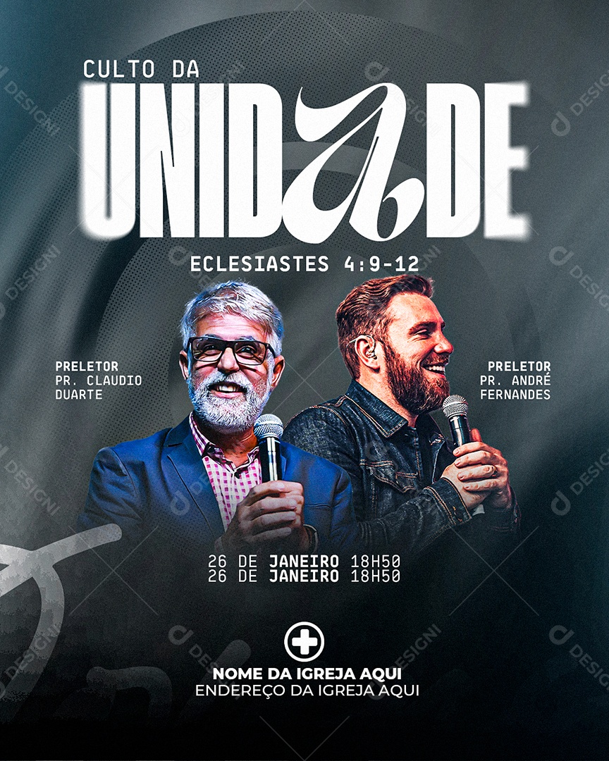 Gospel Culto da Unidade Social Media PSD Editável