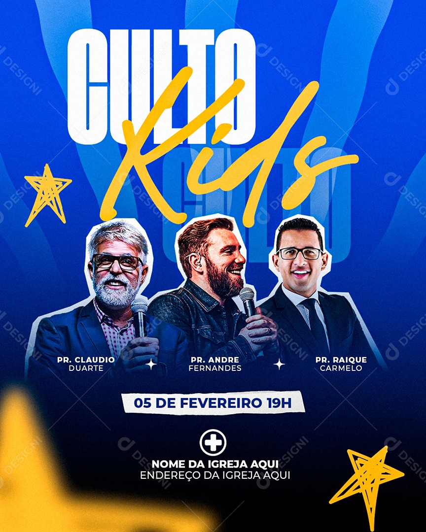 Gospel Culto Kids Social Media PSD Editável