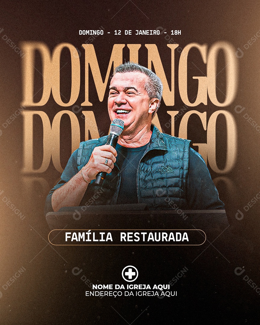 Gospel Culto de Domingo Social Media PSD Editável
