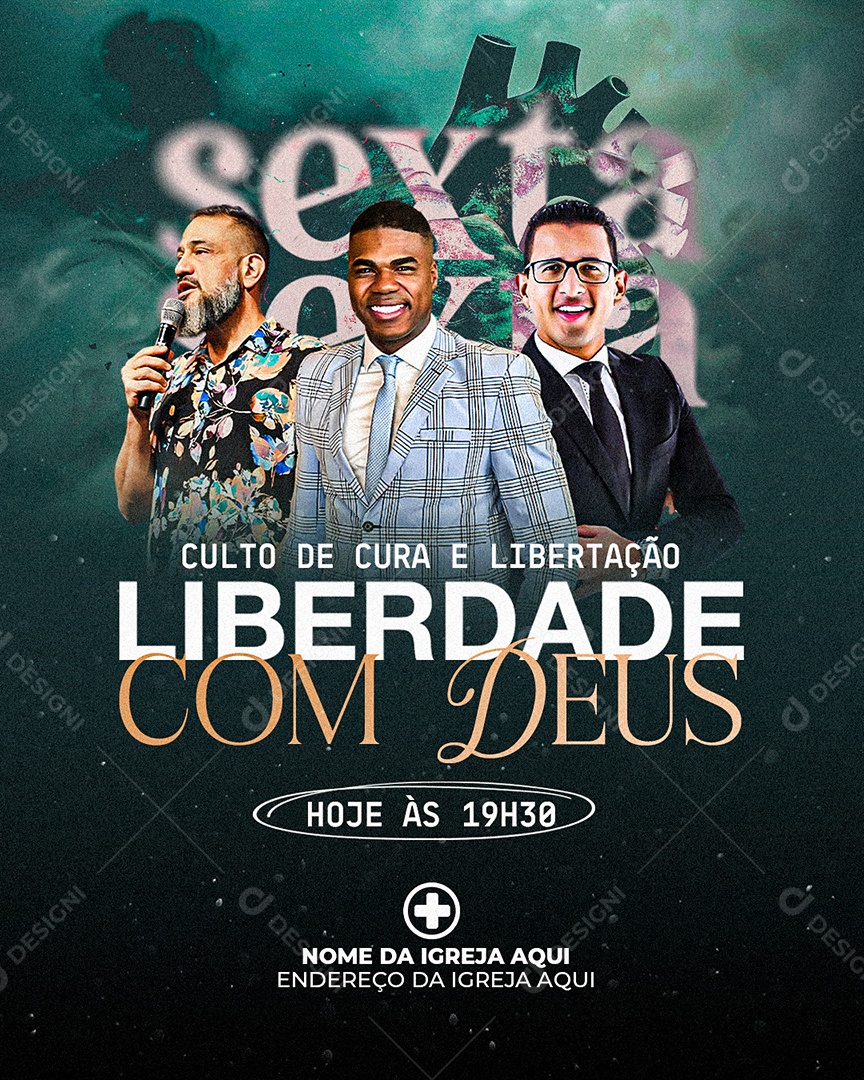 Gospel Culto de Cura e Libertação Social Media PSD Editável