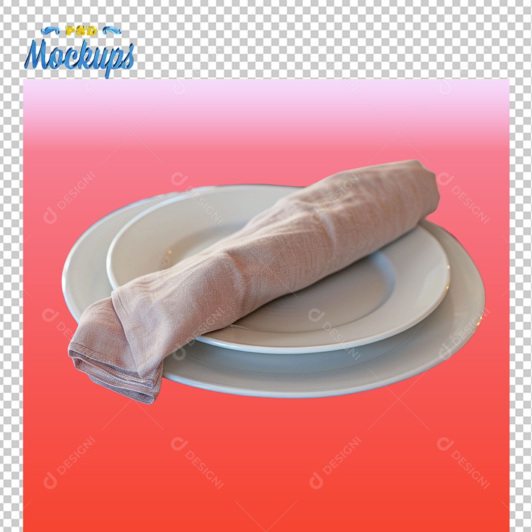 Prato Com Toalha Mockup PSD Editável