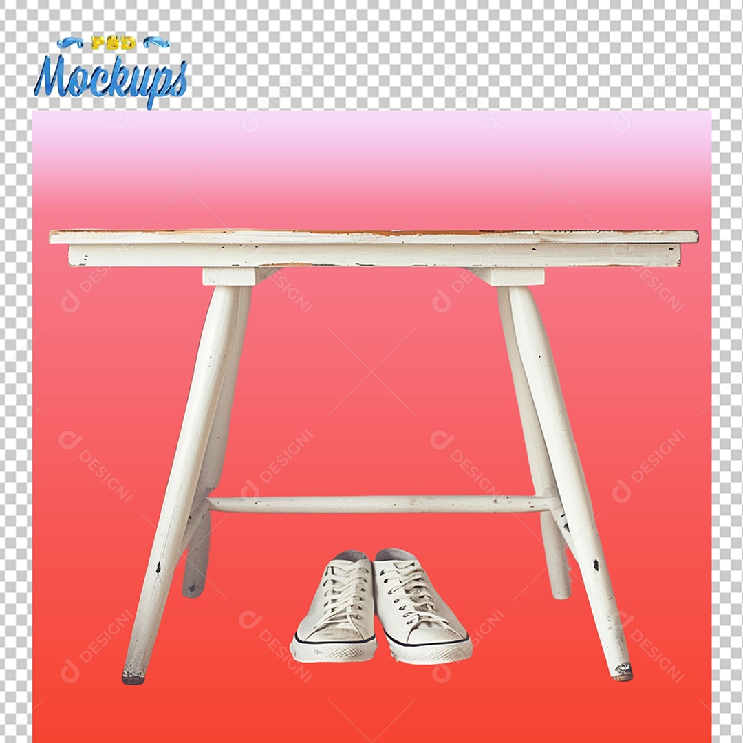 Mockup Tênis Abaixo da Mesa PSD Editável