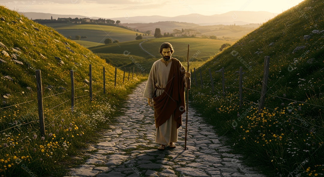 Retrato semelhante de discípulo sobre montes