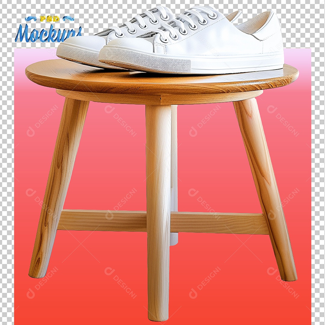 Mockup Tênis Sobre Mesa PSD Editável