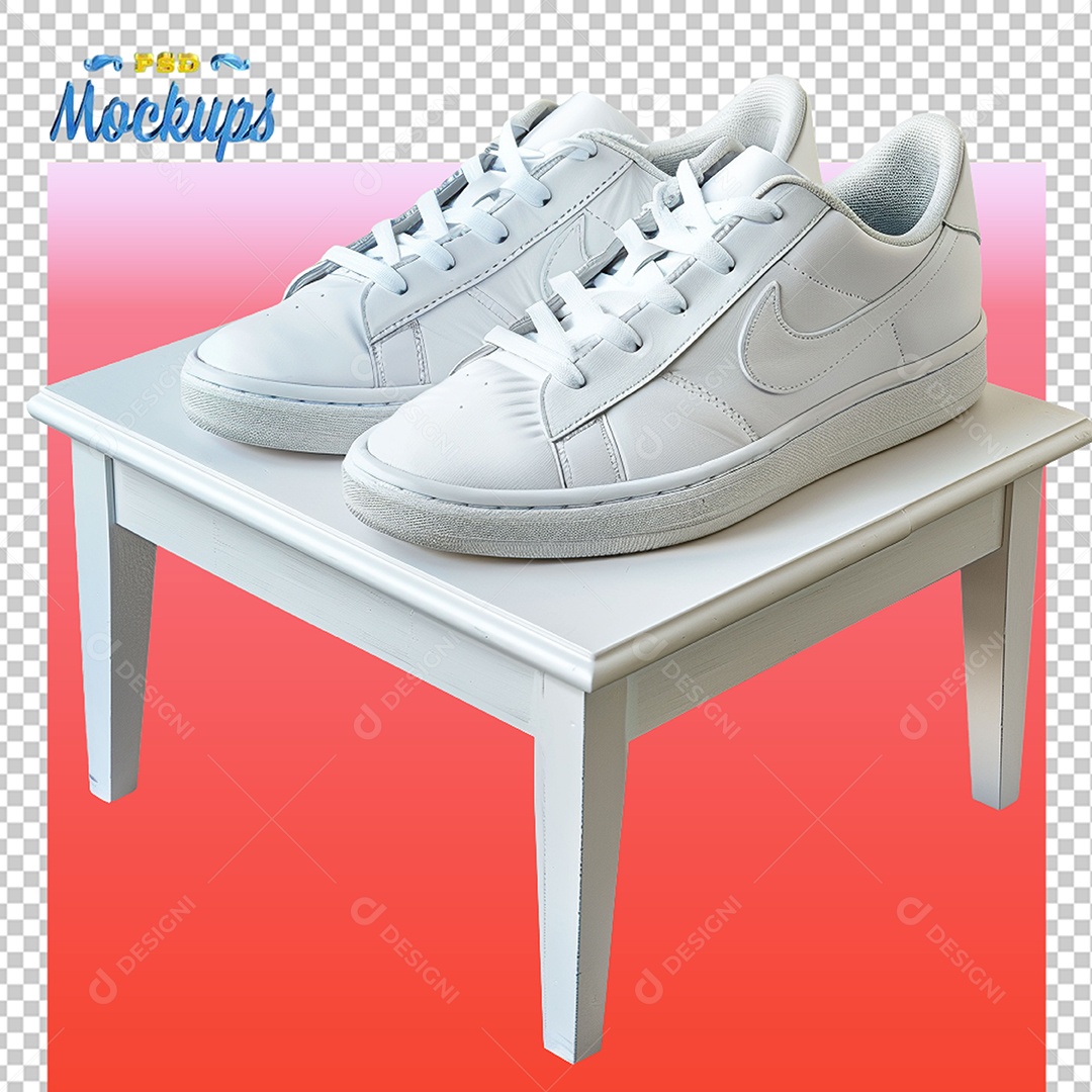 Mockup Tênis Sobre Mesa PSD Editável