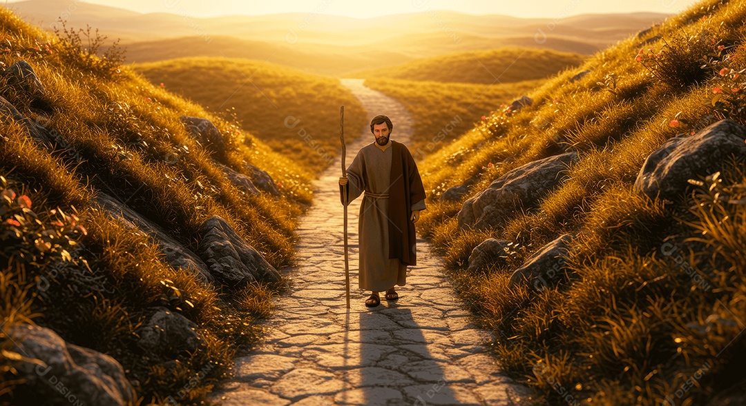 Retrato semelhante de discípulo sobre montes