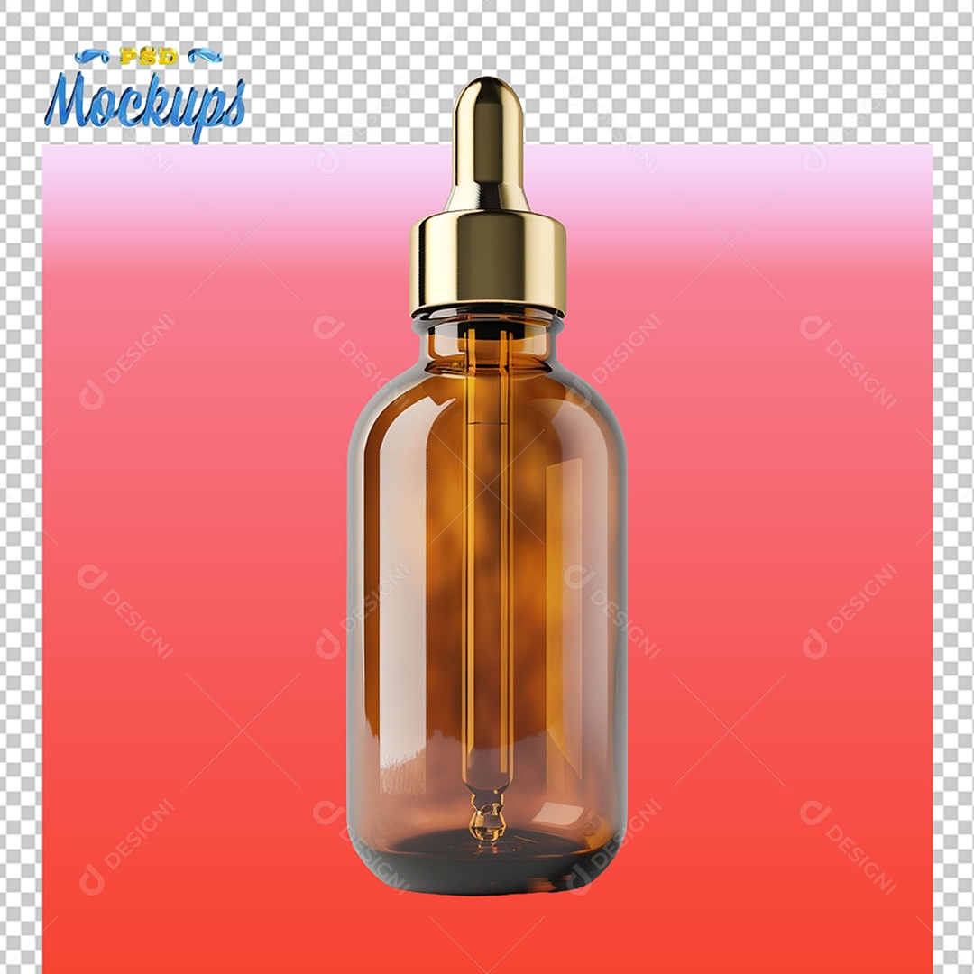 Frasco Conta Gotas de Vidro Mockup PSD Editável