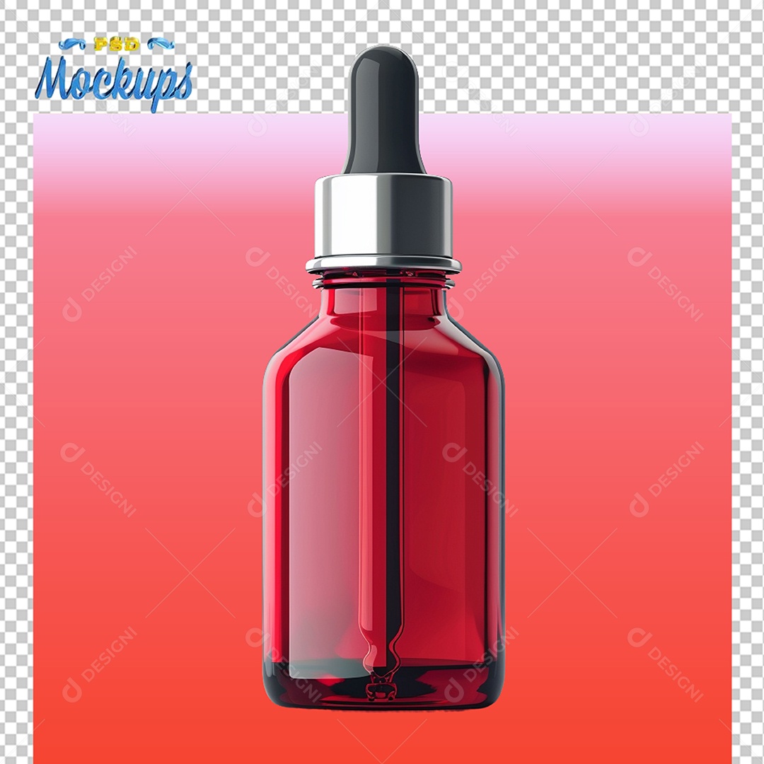 Frasco Conta Gotas de Vidro Mockup PSD Editável