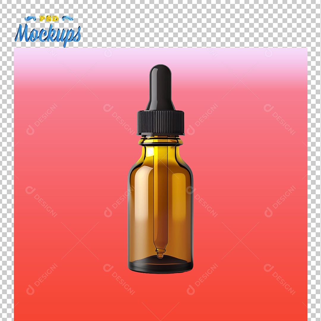 Frasco Conta Gotas de Vidro Mockup PSD Editável
