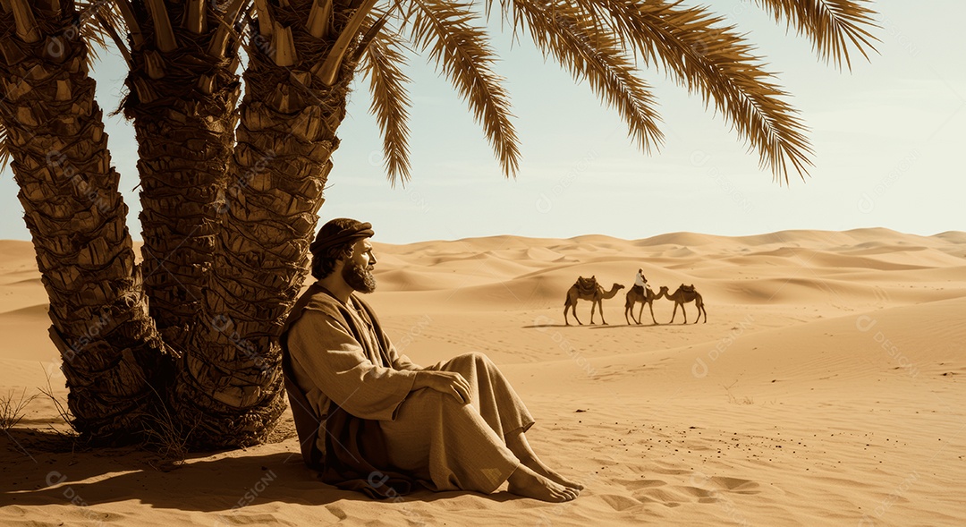 Retrato semelhante de discípulo sobre local deserto