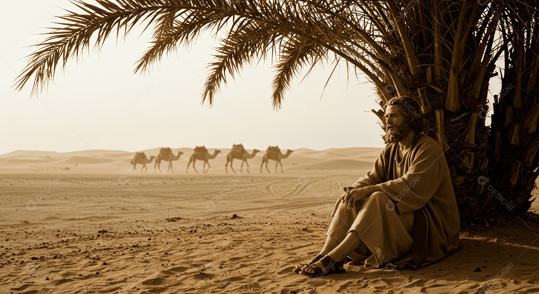 Retrato semelhante de discípulo sobre praia