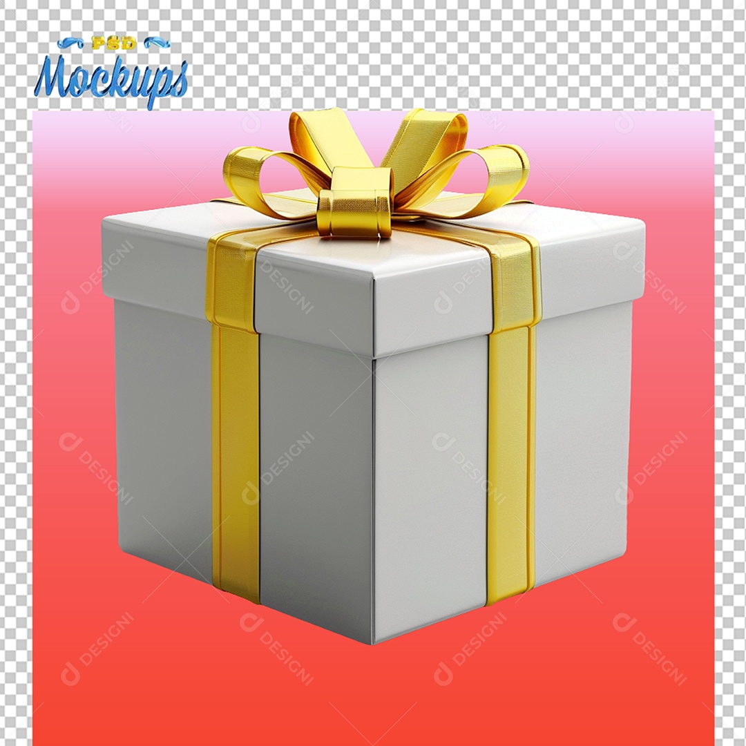Caixa de Presente Mockup PSD Editável