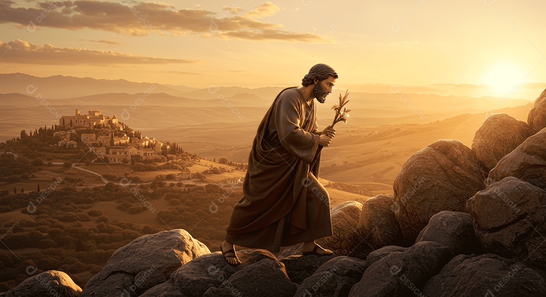 Retrato semelhante de discípulo sobre montes