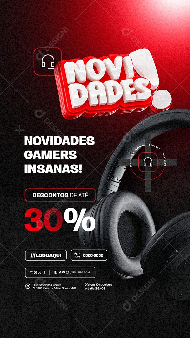 Story Novidade Gamers Insanas Promoção de Periféricos Social Media PSD Editável