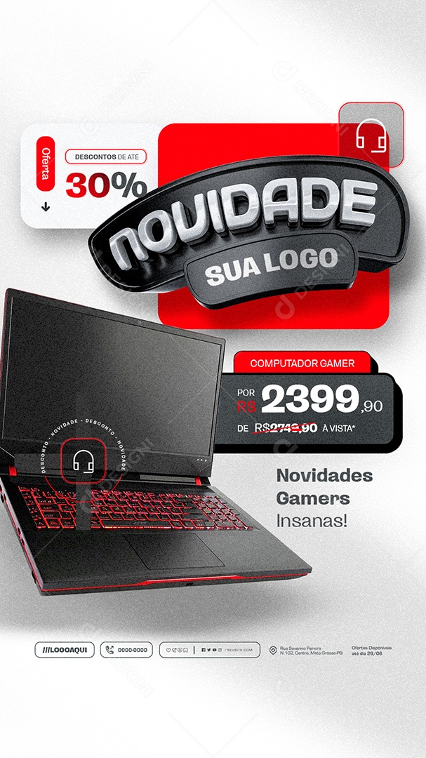 Story Novidade Promoção de Notebook Gamer Social Media PSD Editável