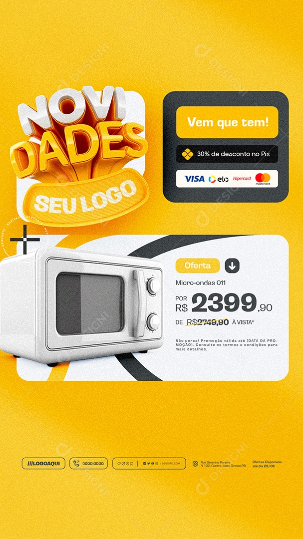 Story Novidades Vem que tem Loja de Eletrodomésticos Social Media PSD Editável