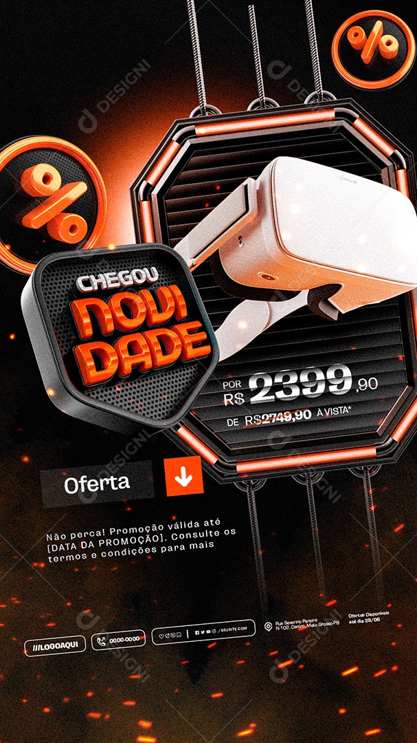 Story Chegou Novidade de Promoção de Óculos VR Social Media PSD Editável